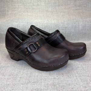 Sofft Berit brown leather slip on clogs shoes size 8M‎ boho classic none slip